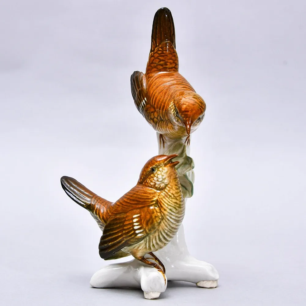 Фарфоровая Статуэтка «Пара Птиц - Крапивники», Карл Энс / Karl Ens Германия, середина ХХ века.