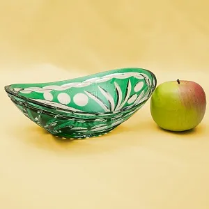 Винтажная Вазочка - Конфетница «Лодочка» Цветной Хрусталь, BEYER, Германия 70-е гг.