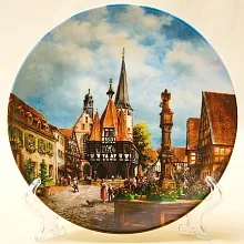 Коллекционная Тарелка «Ратуша в Михельштадте» Фарфор VOHENSTRAUSS, Германия -1989 год.