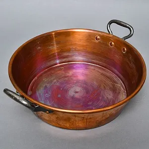 Французский Медный таз для варки варенья на 9 литров, вторая половина ХХ века.