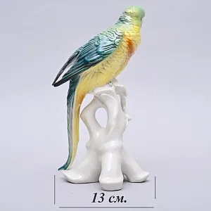 Птица - Фарфоровая статуэтка «Зелёный Попугай», Карл Энс / Karl Ens Германия, 50-е гг.