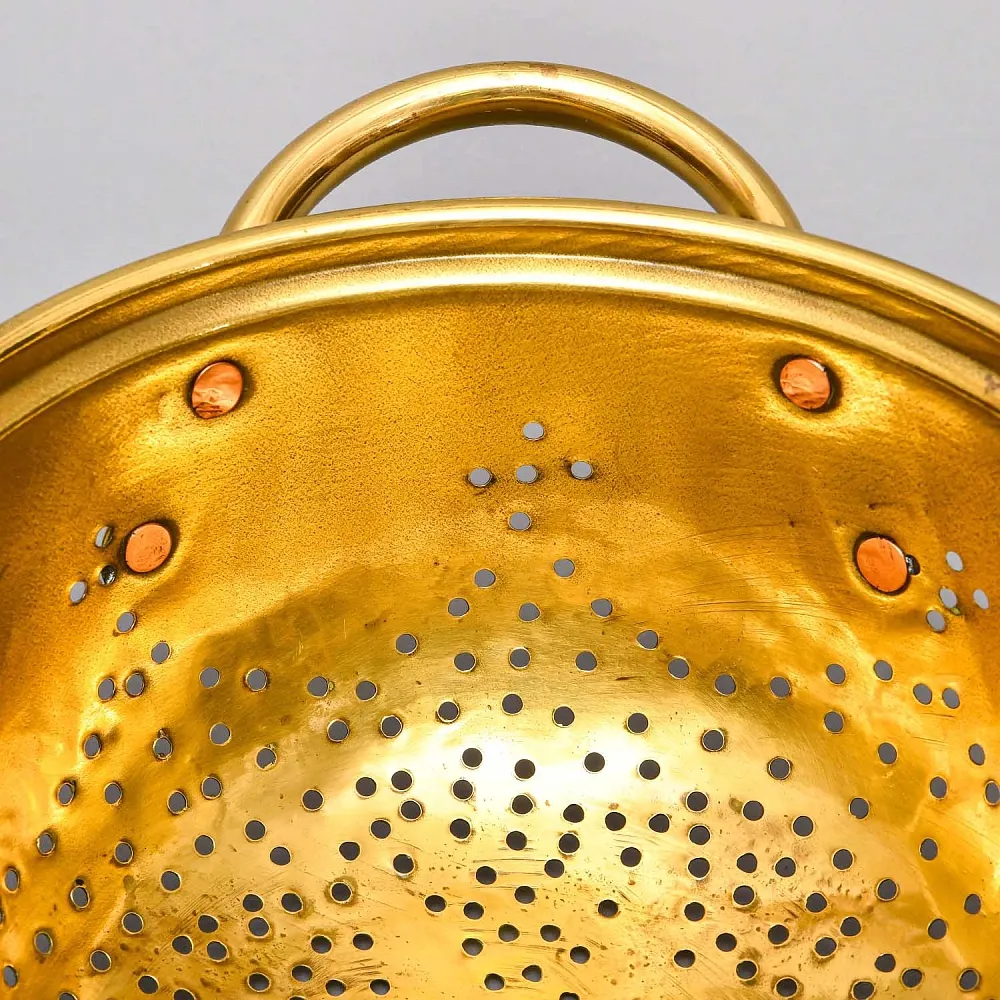 Антикварный Глубокий Латунный Дуршлаг - Сито - Сотейник Франция начало ХХ века.