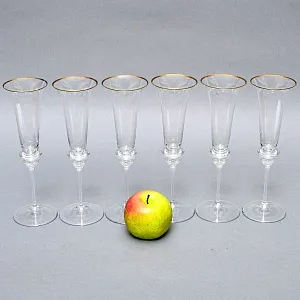 Коллекционный Авторский Набор Хрустальных Фужеров для Шампанского «ПИРУЭТ», PEILL und PITZLER Германия, 60 -е годы ХХ века.