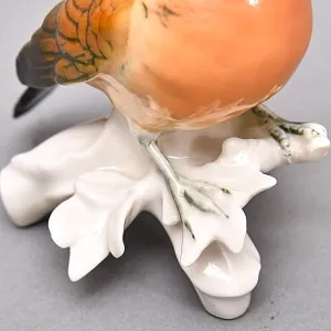 Птица - Фарфоровая статуэтка «Поющая Зарянка», Карл Энс / Karl Ens Германия, 50-е годы ХХ века. 