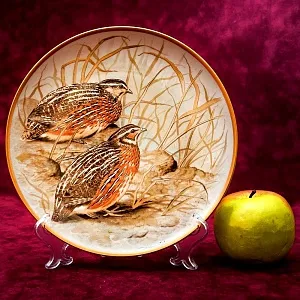 Коллекционная Тарелка «Перепёлки» Фарфор Лимож Limoges Франция 1979 год.