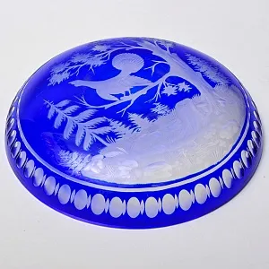 Сервировочное Хрустальное Блюдо «Охота - Глухарь» JOSKA BODENMAIS Германия, 60-е гг.