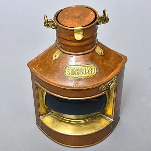 Старинный Медный Керосиновый «Сигнальный Корабельный Фонарь», Англия начало ХХ века.