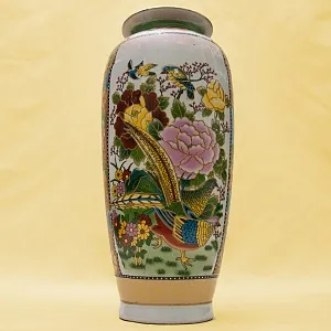 Ваза «Королевские фазаны» технике Мориаж Н-36 см., Фарфор, Китай, 70 -е годы ХХ века.