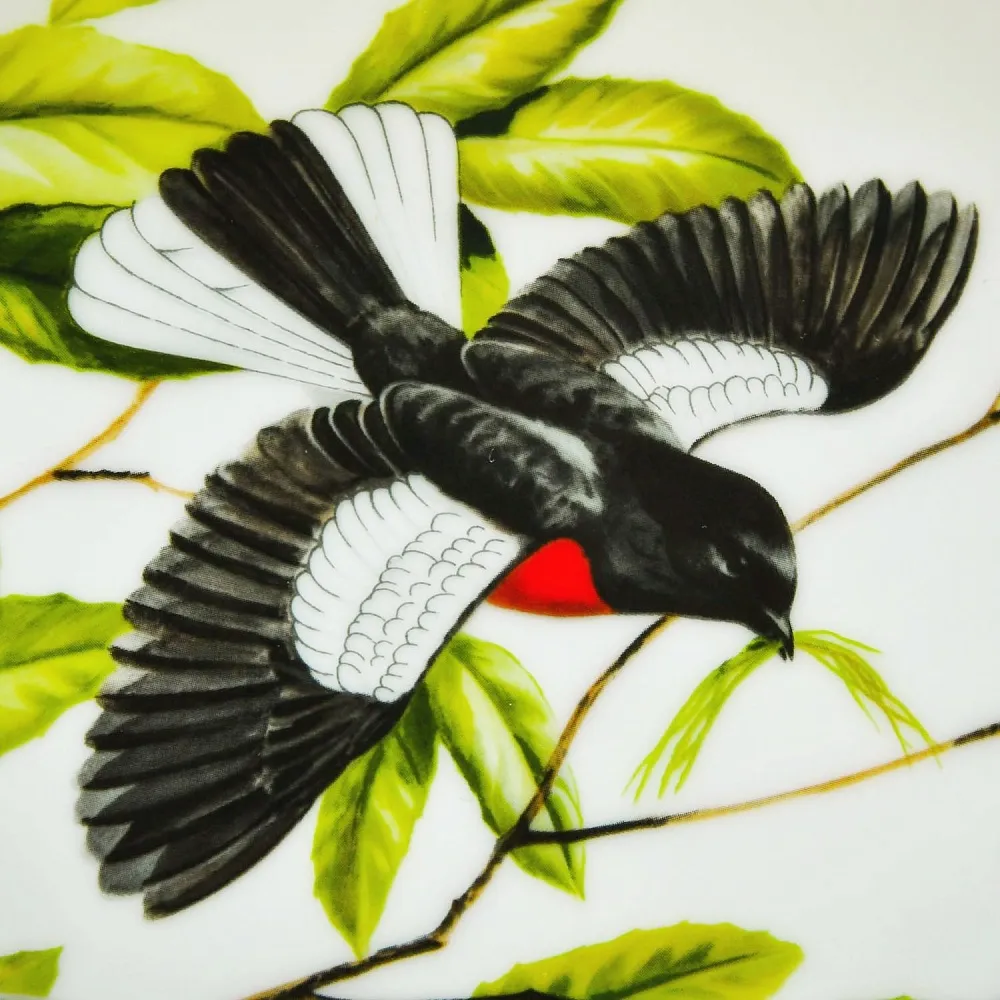 Коллекционная Тарелка - Блюдо «Красногрудый Горихвостовый Певун» Фарфор, Franklin Porcelain США - 1980 год.