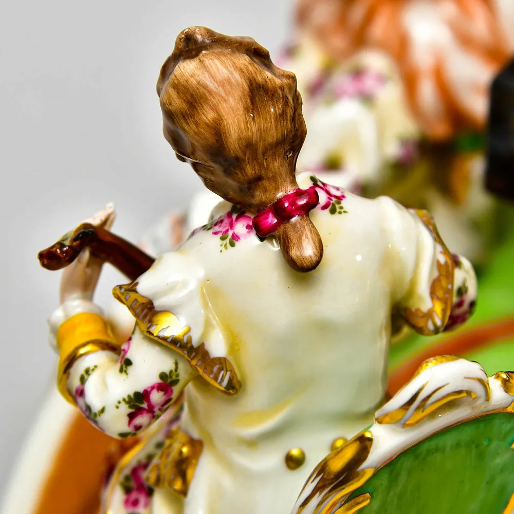 Антикварная Фарфоровая Статуэтка - Подсвечник "Музыкальное Трио", Ernst Bohne Sohne Германия.