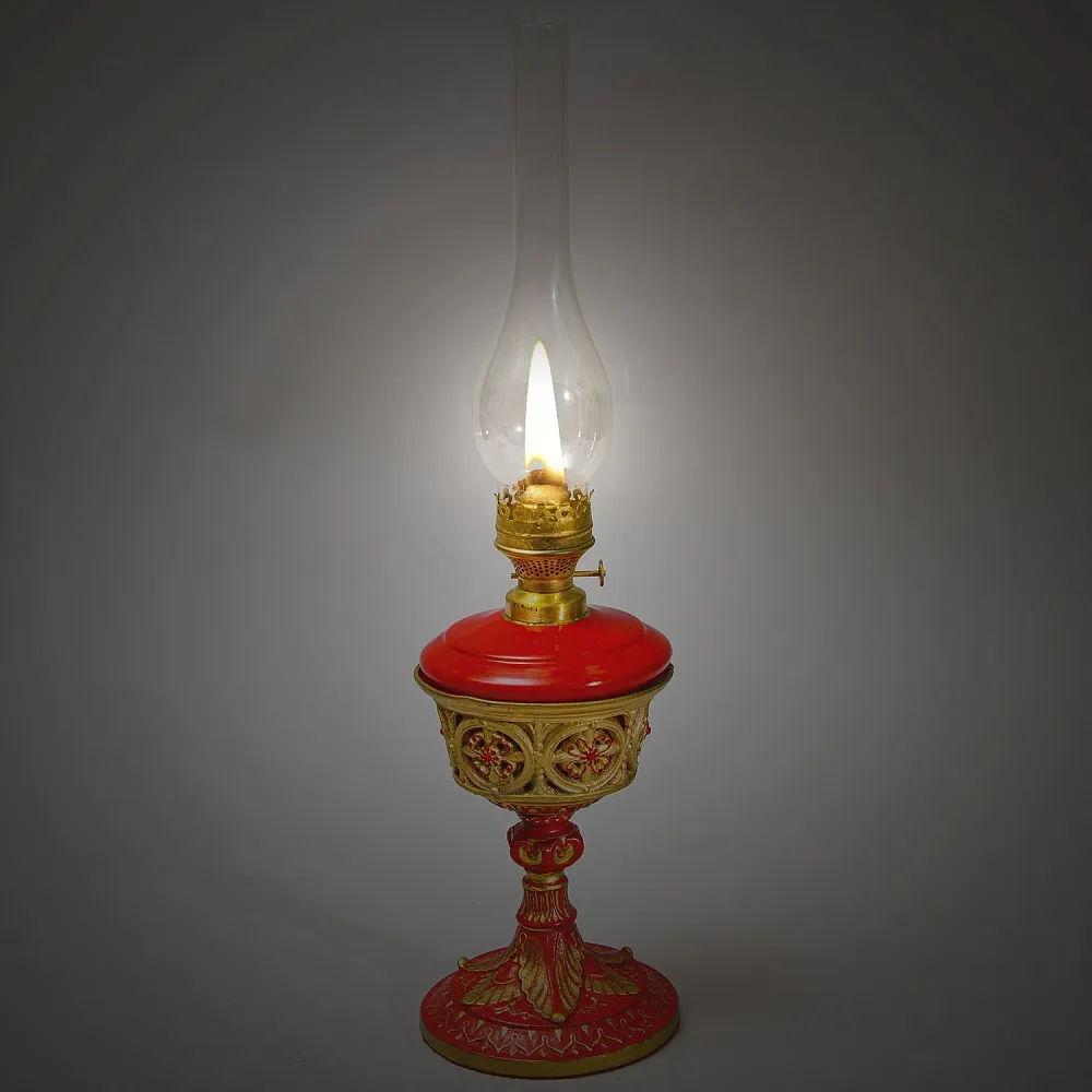 Антикварная Керосиновая Лампа «Золотое кружево» Металл / Стекло, начало ХХ века.