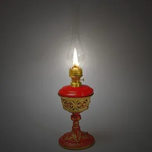 Антикварная Керосиновая Лампа «Золотое кружево» Металл / Стекло, начало ХХ века.