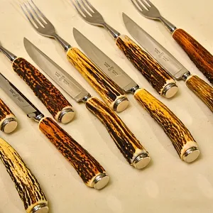 Редкость! Большой Сервировочный Набор для стейка «Охота», ANTON WINGEN Solingen, Германия 50-е гг. ХХ в.