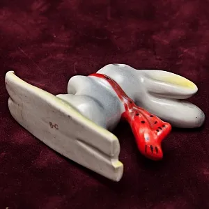 Коллекционная Фарфоровая Статуэтка «Зайчик на лыжах», Барановский ФЗ CCCР,  конец 50 -х годов.