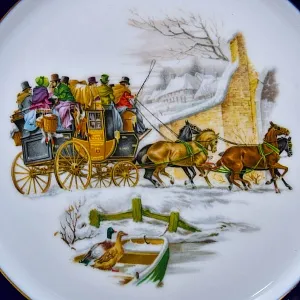 Коллекционная Фарфоровая Тарелка «Дилижанс», Heinrich Porzellan GmbH Германия, середина ХХ века.