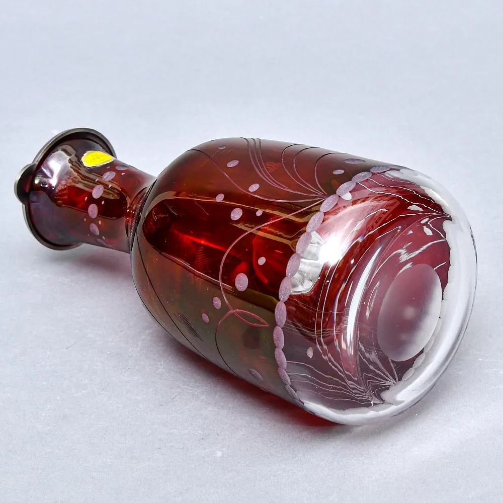 «Рубиновый Хрусталь» - Кувшин - Графин с оловянной крышкой, Ручной работы, Германия, 60 гг.