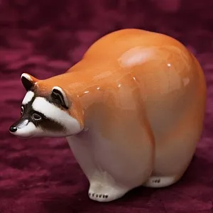 Коллекционный Триптих - Фарфоровые Статуэтки «Три Енота», ЛФЗ СССР -1962 год.