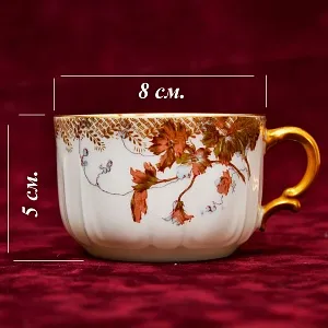 Антикварная Чайно-Кофейная пара + Тарелка (тройка), Фарфор Limoges Франция, 1876 - 1896 годы. 