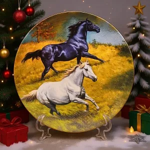 Коллекционная Фарфоровая тарелка «Лошади. Скачки на лугу», Furstenberg Германия - 1996 год.