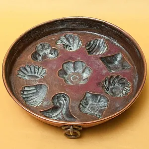 Большая Медная Форма для выпечки без ручки, D-32 см. Франция, начало ХХ века!