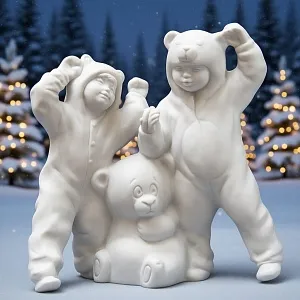 Коллекционная Авторская Статуэтка «Три Медведя» из серии «Детский Утренник», фарфор ИФЗ, Россия.