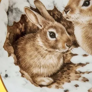 Коллекционная Тарелка «Лесной Год, ЯНВАРЬ. Зайцы» Фарфор, Англия - 1983 год.