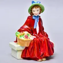 Авторская Фарфоровая статуэтка «Линда. Девочка с корзиной», Royal Doulton Англия, 1953 - 1976 годы.