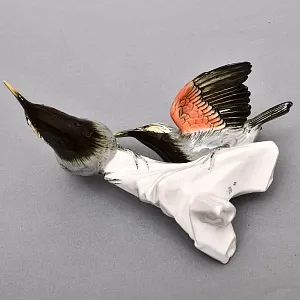 Пара Птиц - Фарфоровая Статуэтка «Свиристели» Н -19 см., Karl Ens, Германия - первая половина ХХ века.