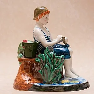 Большая Фаянсовая Статуэтка «Юный Рыбак», Конаковский Фаянс, Россия.