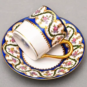 Коллекционная Кофейная пара «Цветочный калейдоскоп», Фарфор Raynaud & C., Limoges Франция.