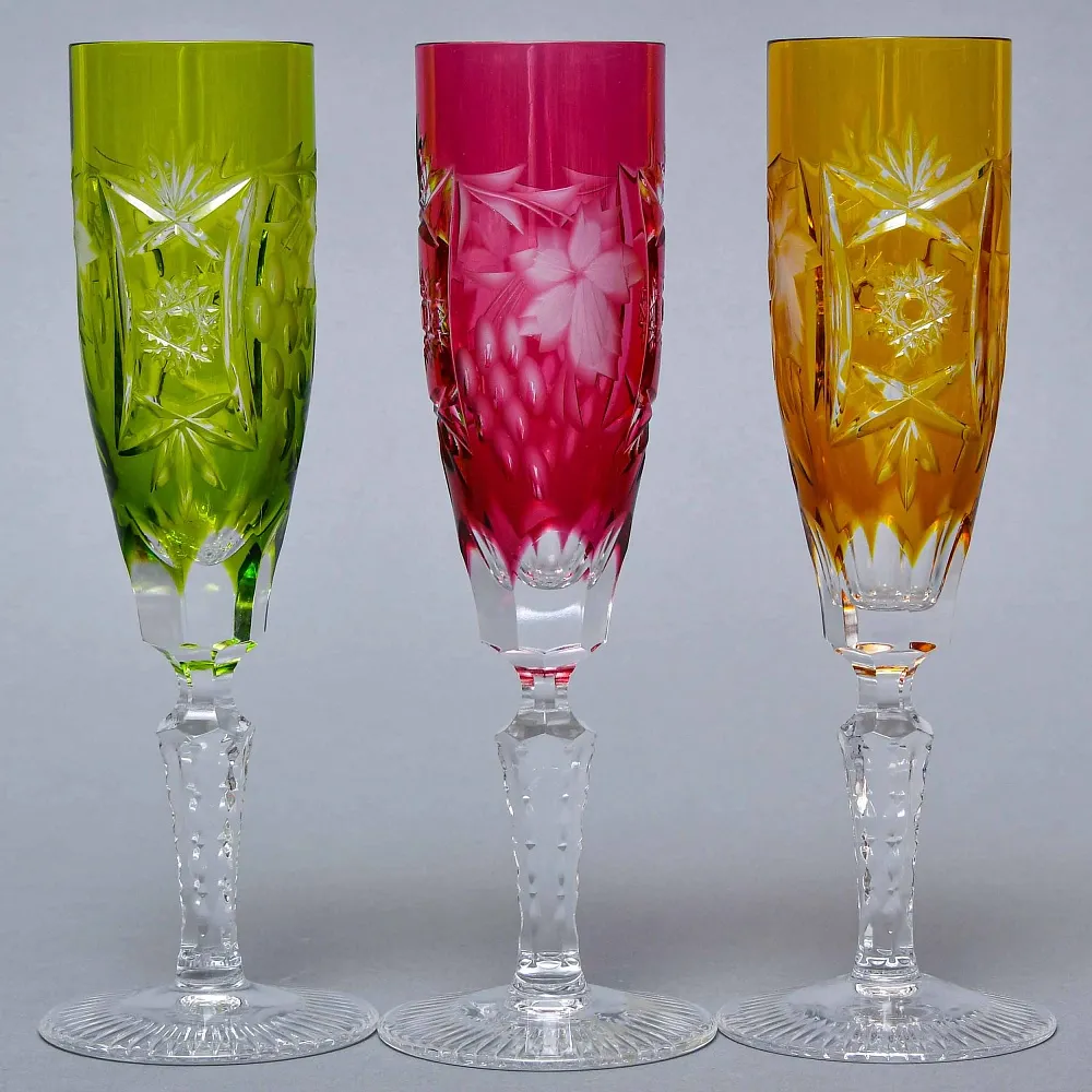 Бокалы для Шампанского из Цветного Хрусталя «Виноград», NACHTMANN Германия, 60 -е годы ХХ века.