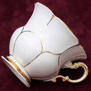 Чайная пара+Тарелка (Тройка) «Белое Золото» Фарфор MEISSEN / МЕЙСЕН Германия -70гг.