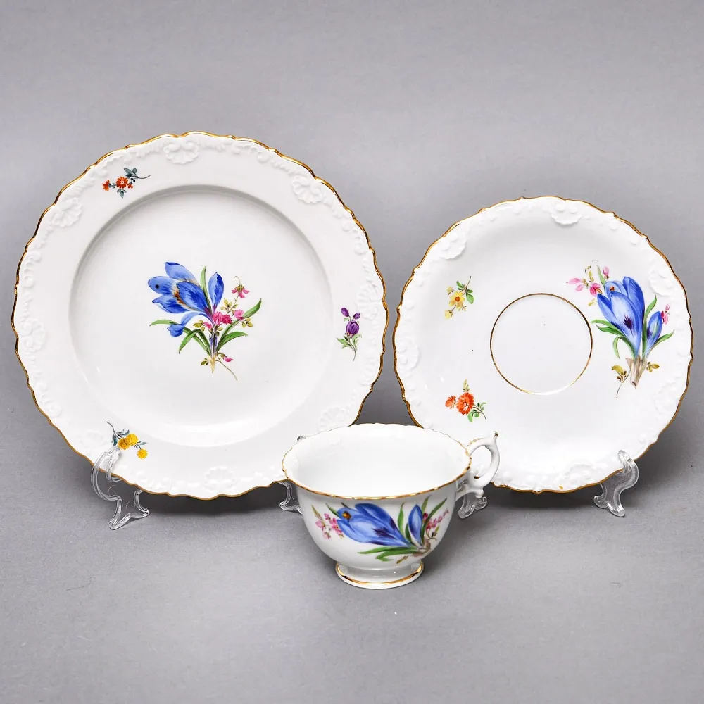 Чайный набор «Мейсенский букет» на 6 персон, Фарфор MEISSEN Германия, 1924 - 1934 годы. 