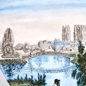 Редкость! Коллекционная Фарфоровая Тарелка - Блюдо «Дворцовый парк -1816 года», Германия -1987 г.