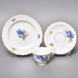 Чайный набор «Мейсенский букет» на 6 персон, Фарфор MEISSEN Германия, 1924 - 1934 годы. 