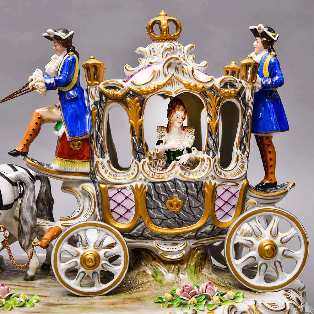 Редкость! Большая Фарфоровая статуэтка «КАРЕТА», SITZENDORF Германия, середина ХХ века.