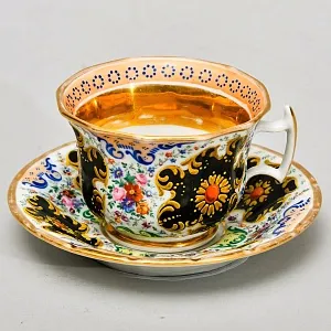 Антикварная Коллекционная Чайная пара, Фарфор Германия, конец XIX - начало XX веков.