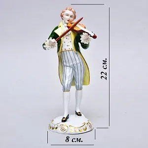 Коллекционная Фарфоровая статуэтка «Музыкант. Скрипач», SITZENDORF Германия, вторая половина ХХ в.