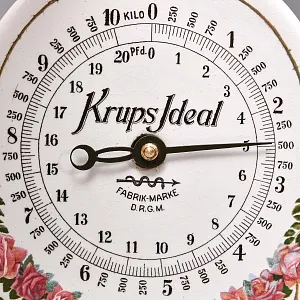 Антикварные Кухонные Весы «Гирлянда из Роз» в Фарфоровом корпусе KRUPS IDEAL, Германия -1915 год.