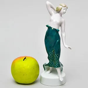 Редкость! Антикварная Фарфоровая Статуэтка «Танцовщица в зеленой юбке», ROSENTHAL Германия - 1918 год.