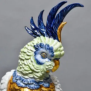 Редкость! Большая Коллекционная Статуэтка «Птица - ПОПУГАЙ КАКАДУ», Фарфор, Италия 60-гг. 