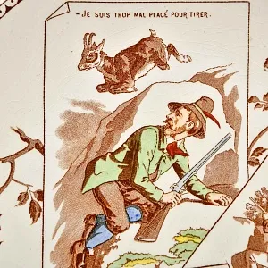 Антикварная Коллекционная тарелка «Охота на дикого кабана», Фаянс Sarreguemines Франция, конец XIX века. 