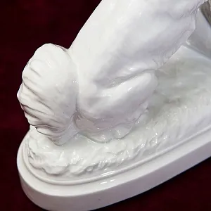 Большая Антикварная Авторская Статуэтка «Мальчик с собакой», Фарфор Villenauxe, Франция -30 гг.