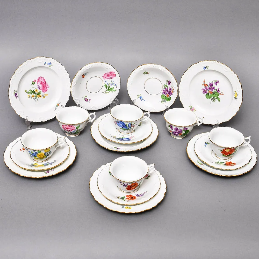 Чайный набор «Мейсенский букет» на 6 персон, Фарфор MEISSEN Германия, 1924 - 1934 годы. 