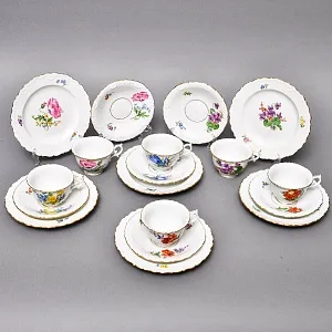 Чайный набор «Мейсенский букет» на 6 персон, Фарфор MEISSEN Германия, 1924 - 1934 годы. 