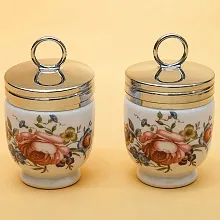Пара Фарфоровых Кодлеров «Английская роза» для приготовления яиц,  ROYAL WORCHESTER, Англия. 