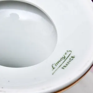 Антикварная Фарфоровая Фруктовница - Конфетница - Ваза на ноге «Цветочная гирлянда», Limoges Франция.