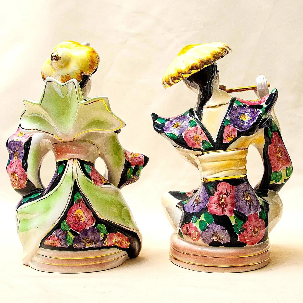 Парные Статуэтки «ДУЭТ - КИТАЙСКИЕ МУЗЫКАНТЫ», Фаянс CIA MANNA, Италия 70 гг.