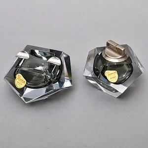 Редкость! Хрустальный Набор Пепельница + Зажигалка в стиле Арт-Деко, JOSKA BODENMAIS Германия -60 гг. 