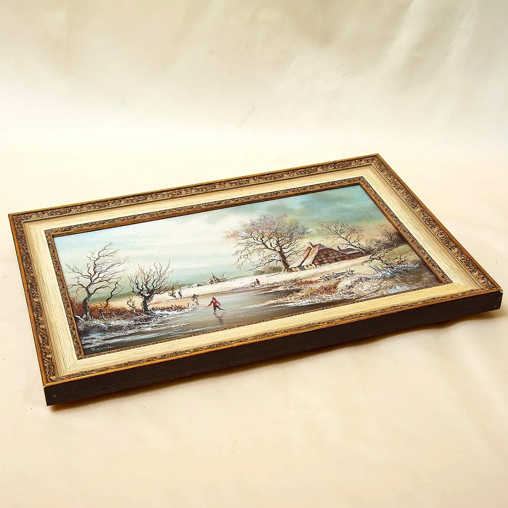 Картина - Пейзаж «ПЕРВЫЙ ЛЕД», Холст, масло, Голландия вторая половина ХХ века.